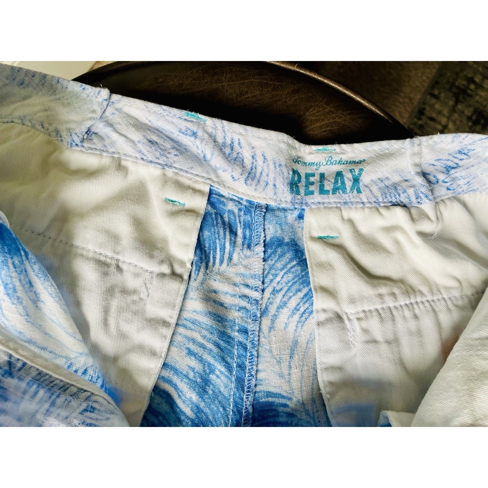Tommy Bahama Men's Linen Chino Shorts Blue White Floral Button Pockets - Picture 4 of 9